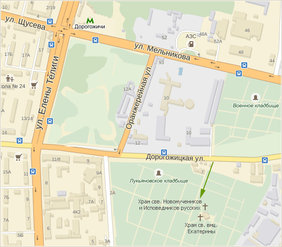 Киев, ул. Дорогожицкая, 7. Вход на Лукьяновское кладбище. Храм свв. новомучеников и исповедников Русских